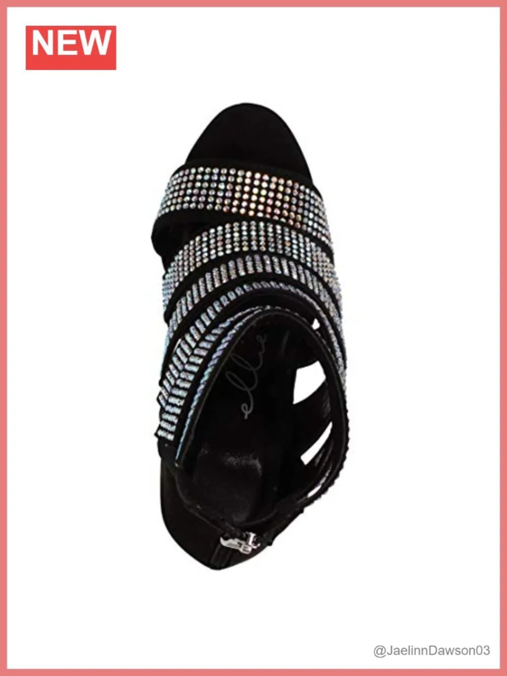 Platform Mid-Calf Boot with Side Zipper and Rhinestones